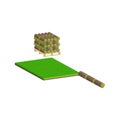 Lawn roll with brown soil.Turf roll of green grass. Royalty Free Stock Photo